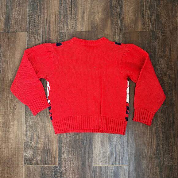 This Vintage Girls Red Knit Sweater S - Picture 4 of 5